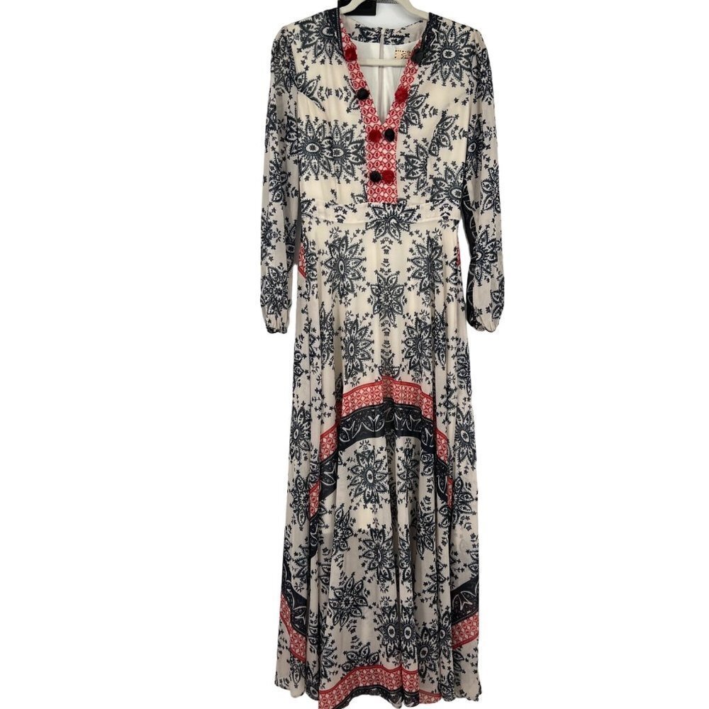 Sheryl Crow Be Myself Floral Long Sleeve Maxi Dress sz 4